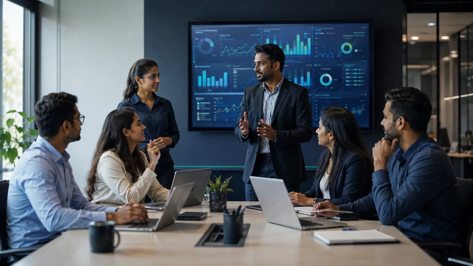 Indian technology delivery team collaborating around analytics and digital systems